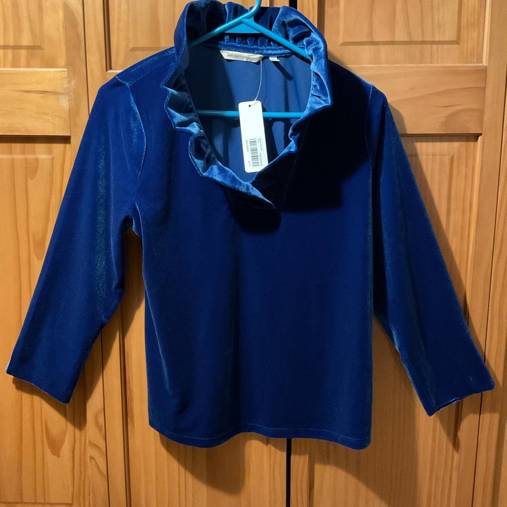 Soft Surroundings Royal Blue Velvet Top